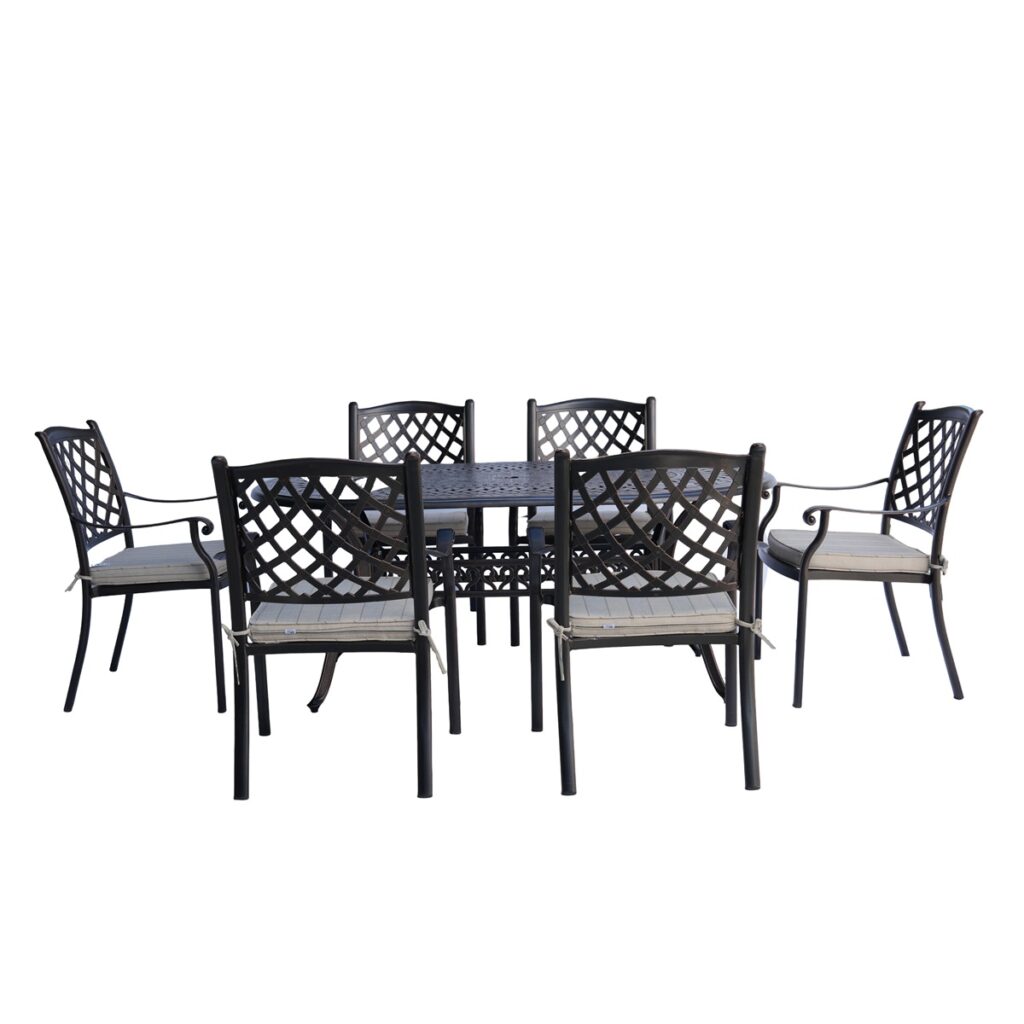 Baylen 6 Seater Cast Aluminium Garden Dining Set 5056771096778 2